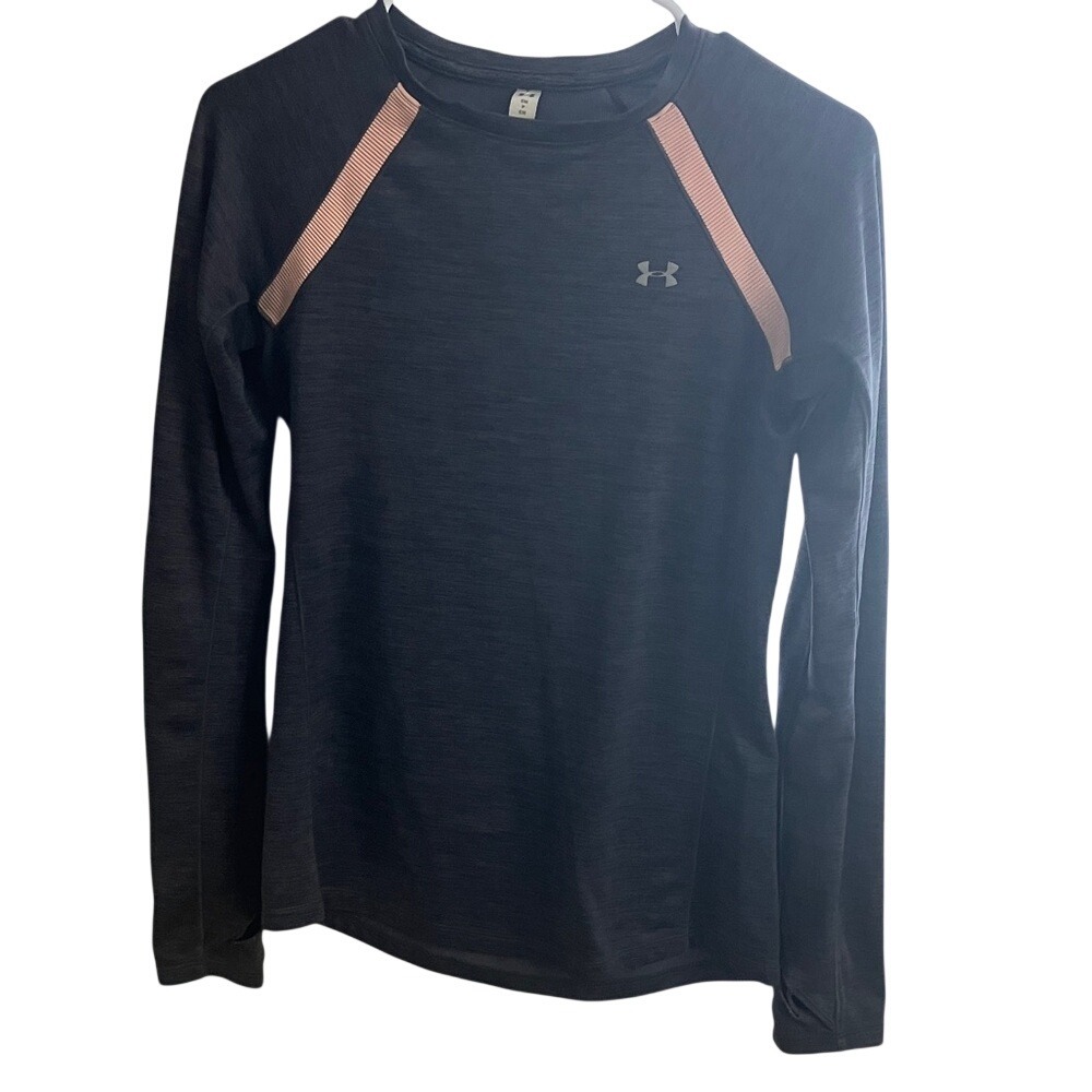 Under Armour ColdGear Womens Small Gray  Long Sleeve Thumbhole‎ Base Layer Top